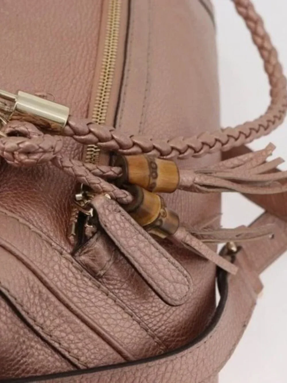 GUCCI Tote Bag Leather 2way Pink Gold 282300 Auth ka3524